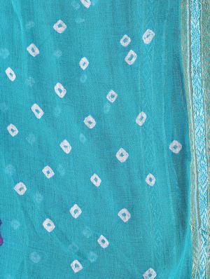 mirror work bandhani unstitched suit - 15978787 - Standard Image - 5