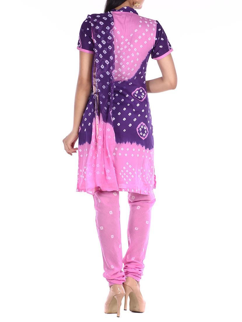 mirror work bandhani unstitched suit - 15978797 - Zoom Image - 3