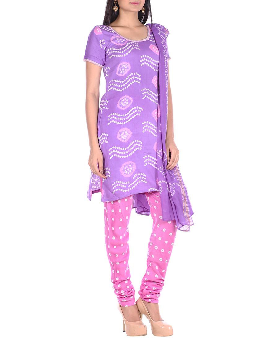 bandhani printed unstitched suit - 15978805 - Zoom Image - 2