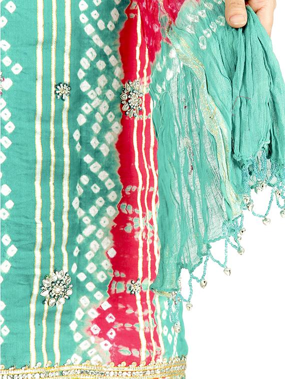 bandhani printed unstitched suit - 15978807 - Zoom Image - 5