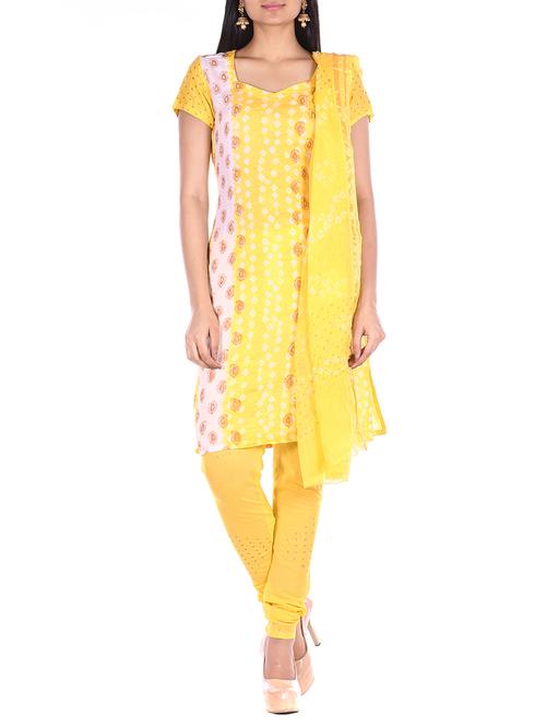 block printed unstitched suit - 15978823 - Standard Image - 1