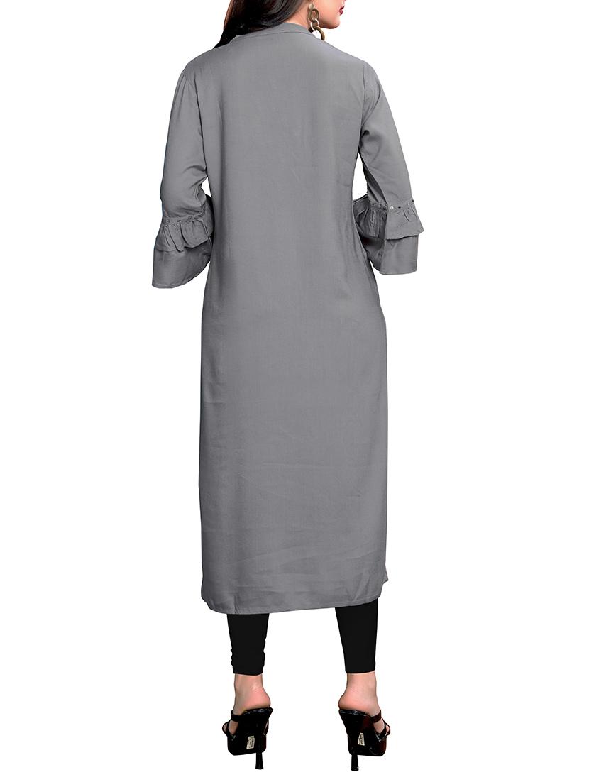 bell sleeves straight kurta - 15978926 - Zoom Image - 3