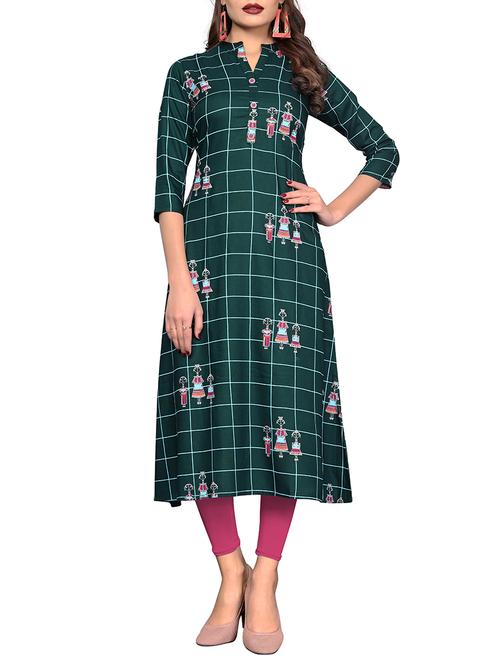 checkered a-line kurta - 15978936 - Standard Image - 1