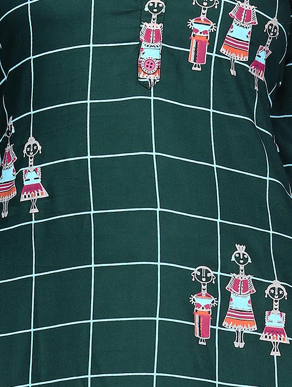 checkered a-line kurta - 15978936 - Zoom Image - 4