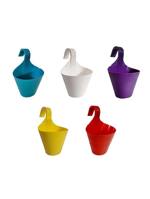 hanging railing flower pots (assorted colors) (set of 5) - 15978969 - Standard Image - 1
