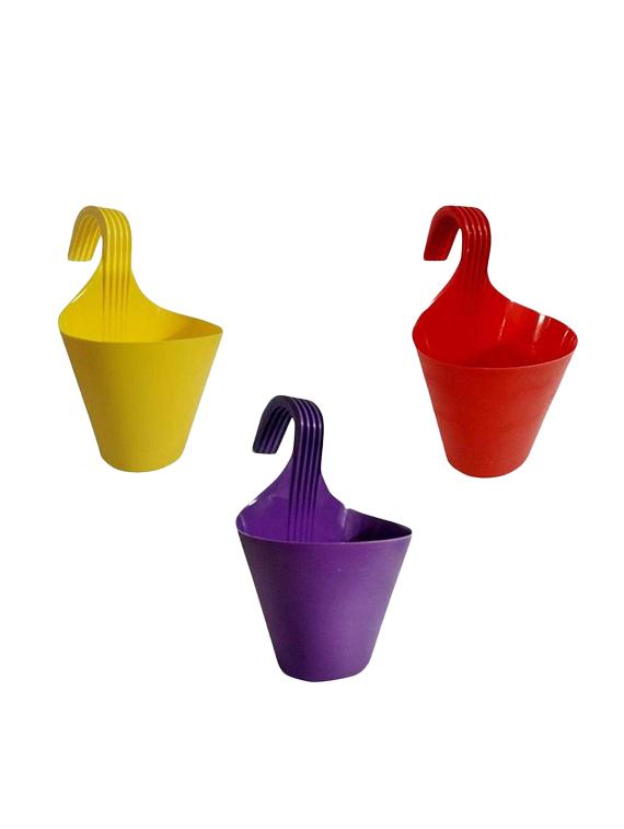 hanging planters for plants | railing flower pots (assorted colors) (set of 3) - 15978974 - Zoom Image - 1