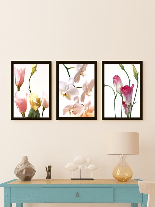 floral wall art painting | wall painting for bedroom (8x12 inch, set of 3) - 15979016 - Standard Image - 1