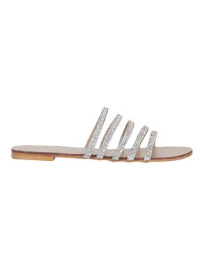 silver slip on sandals - 15979135 - Standard Image - 2