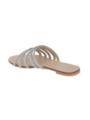 silver slip on sandals - 15979135 - Standard Image - 3