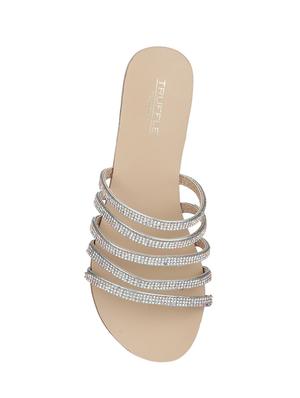 silver slip on sandals - 15979135 - Standard Image - 4