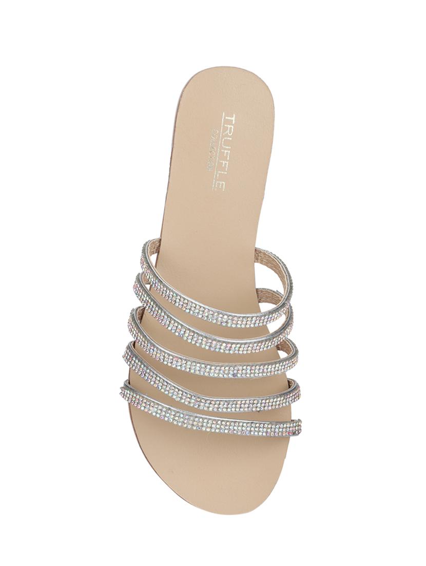 silver slip on sandals - 15979135 - Zoom Image - 4