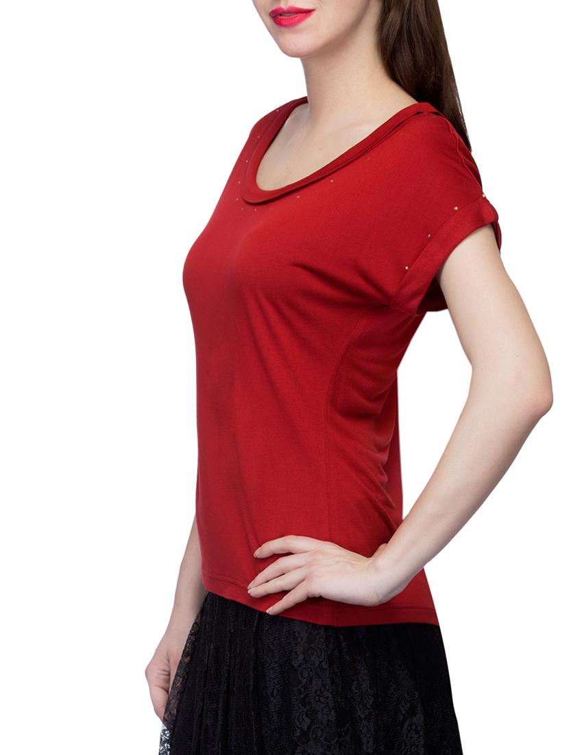 turn up sleeve scoop neck top - 15979205 - Zoom Image - 2