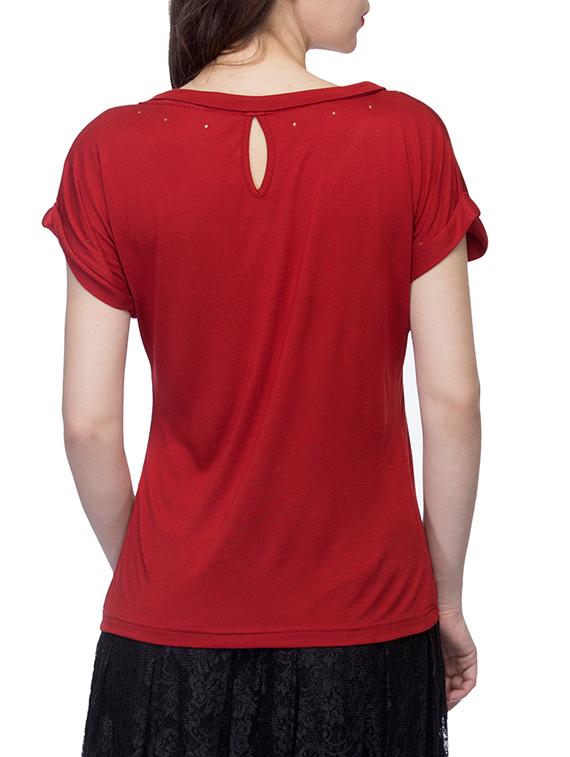 turn up sleeve scoop neck top - 15979205 - Zoom Image - 3