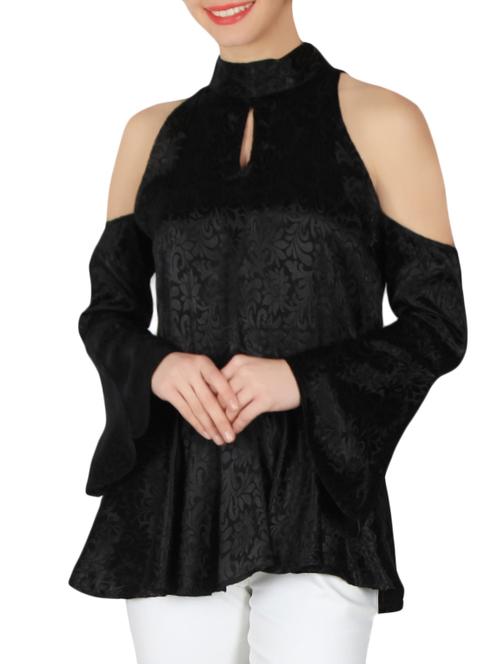 halter neck cold shoulder top - 15979207 - Standard Image - 1