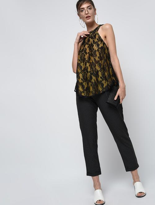 contrast floral laced top - 15979212 - Standard Image - 1