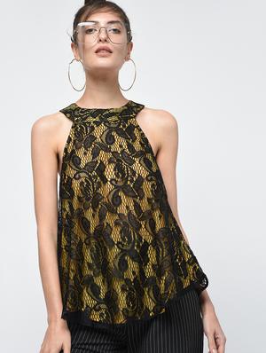 contrast floral laced top - 15979212 - Standard Image - 2