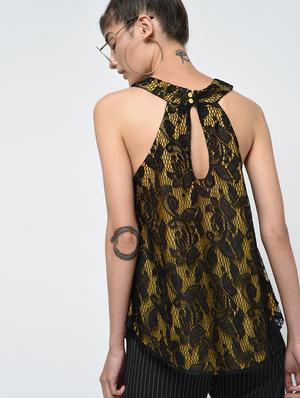 contrast floral laced top - 15979212 - Standard Image - 4