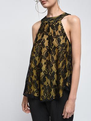contrast floral laced top - 15979212 - Standard Image - 5