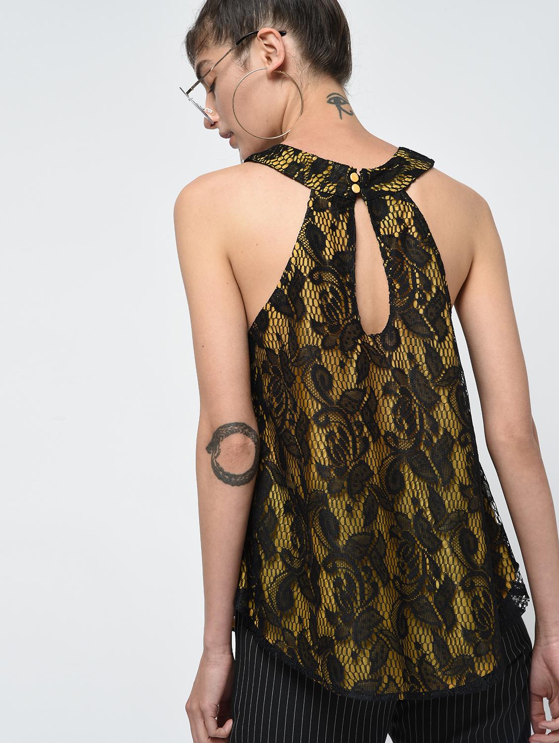 contrast floral laced top - 15979212 - Zoom Image - 4