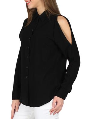 slit sleeved curved hem shirt - 15979226 - Standard Image - 2