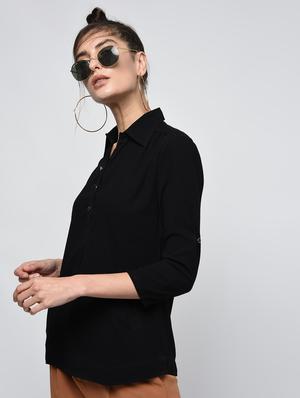roll up sleeved gather detail top - 15979304 - Standard Image - 3