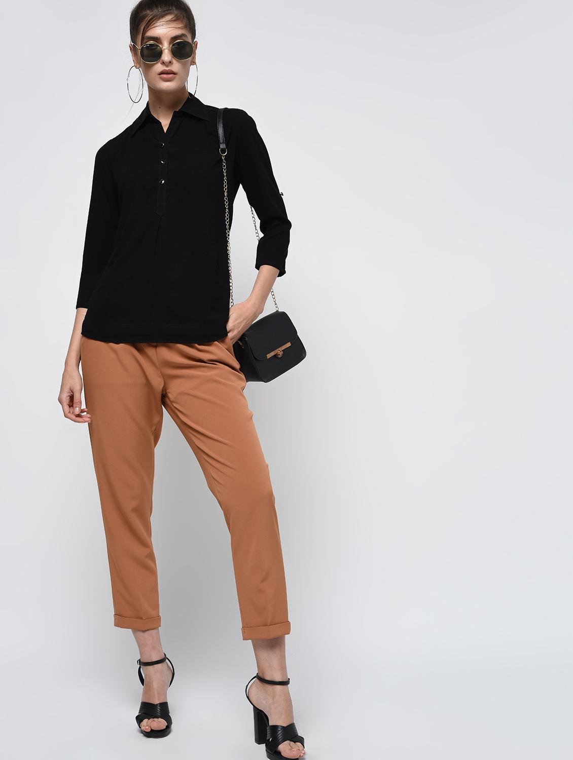 roll up sleeved gather detail top - 15979304 - Zoom Image - 1