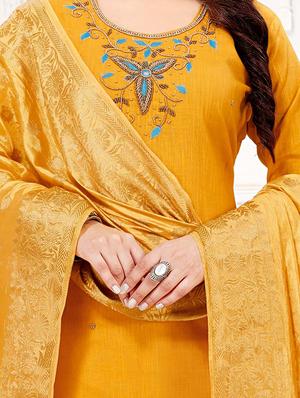 embroidered unstitched suit - 15979481 - Standard Image - 2