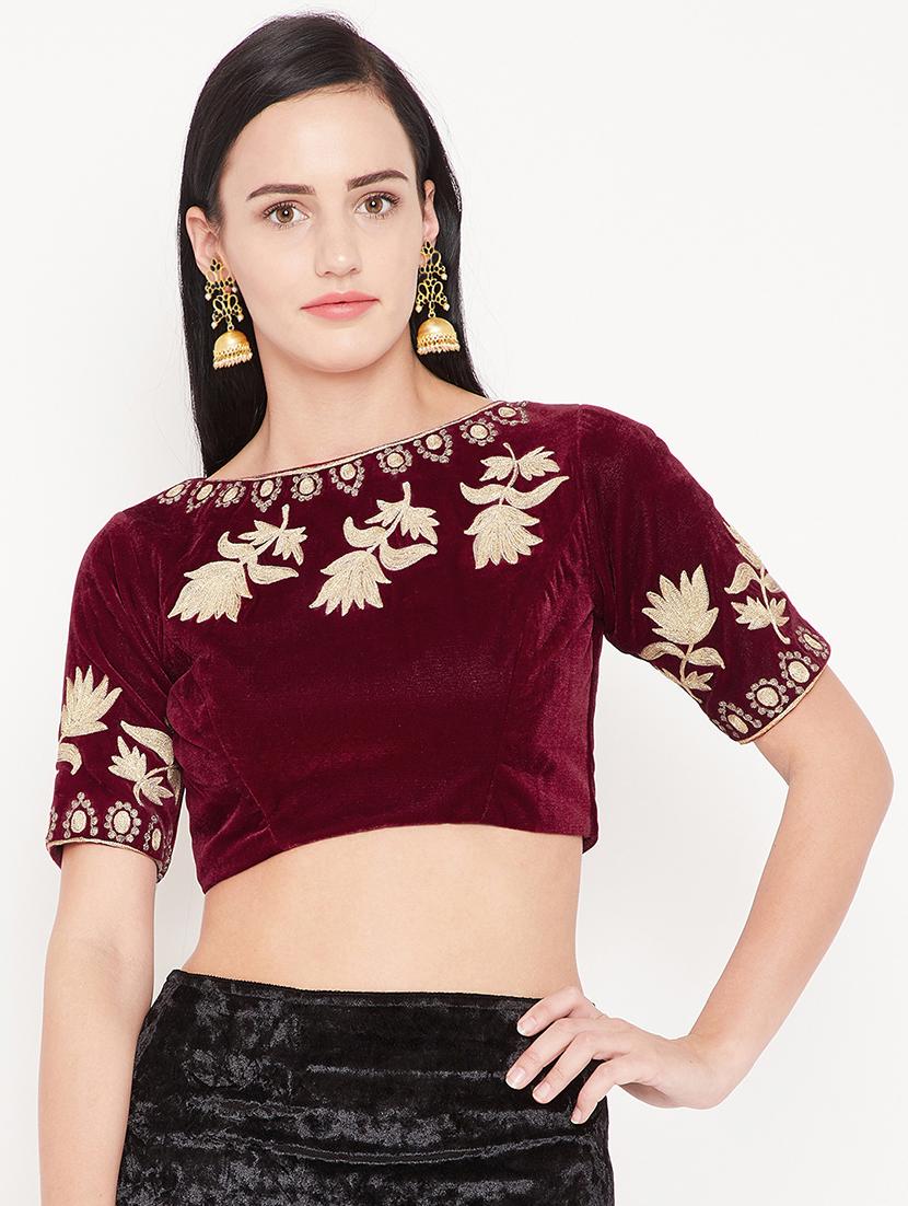 Embroidered velvet blouse - 15981305 - Zoom Image - 1