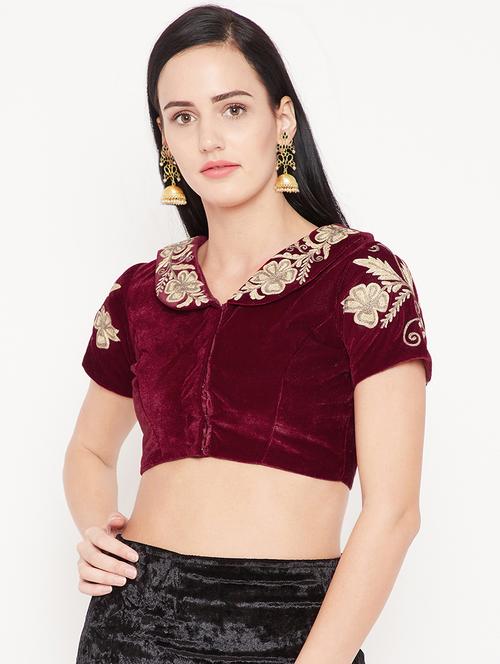 Embroidered velvet blouse - 15981306 - Standard Image - 1