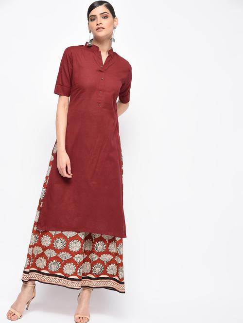 Solid straight kurta - 15981352 - Standard Image - 1