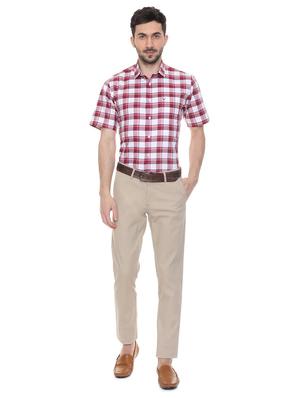 beige cotton flat front casual trouser - 15981573 - Standard Image - 3