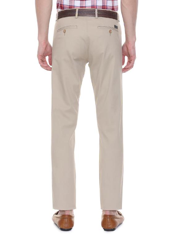 beige cotton flat front casual trouser - 15981573 - Zoom Image - 2