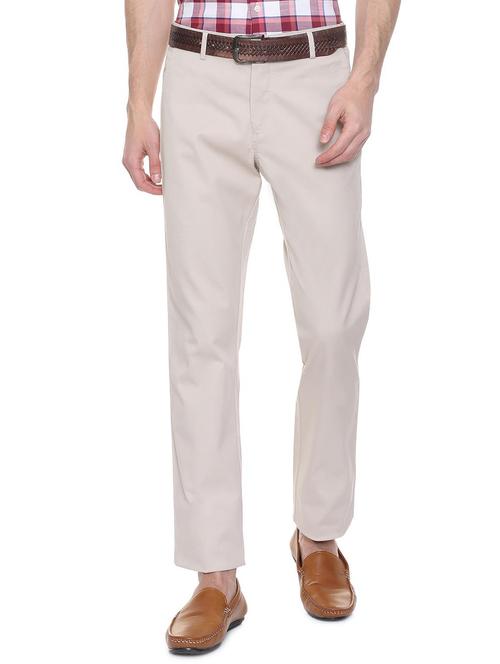 white cotton flat front casual trouser - 15981576 - Standard Image - 1