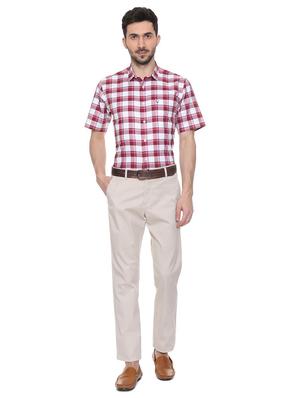 white cotton flat front casual trouser - 15981576 - Standard Image - 3