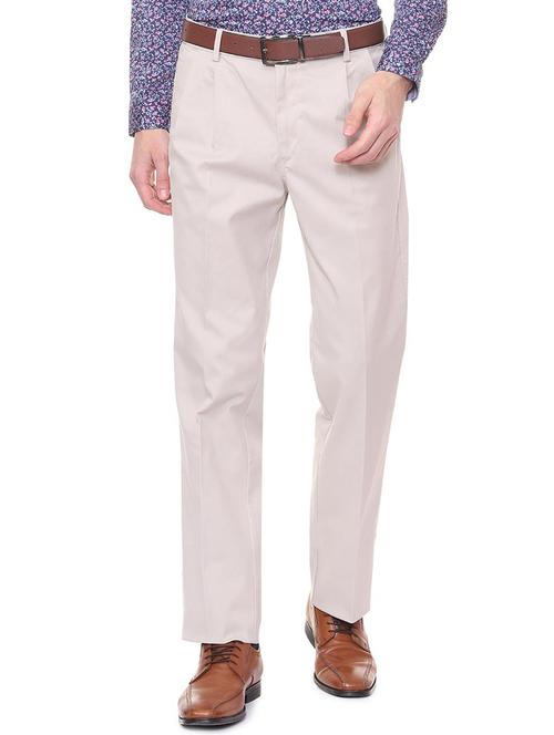 white cotton pleated formal trouser - 15981688 - Standard Image - 1