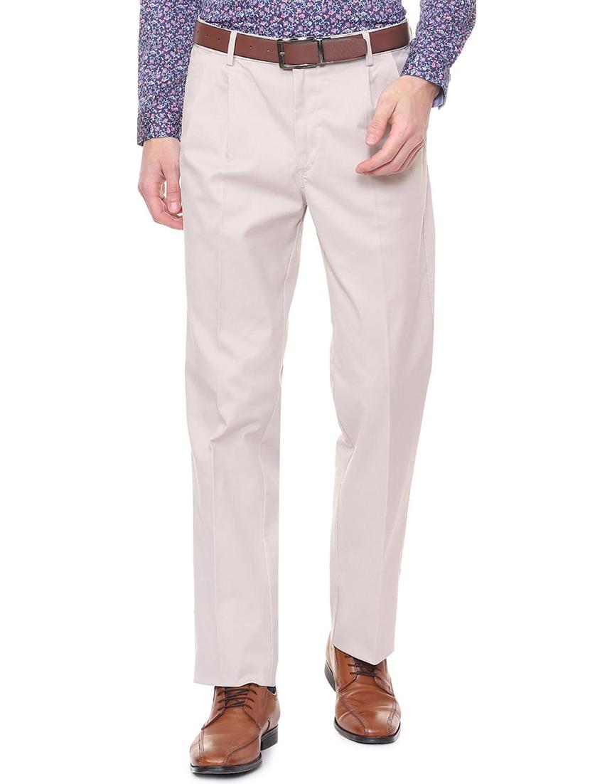white cotton pleated formal trouser - 15981688 - Zoom Image - 1