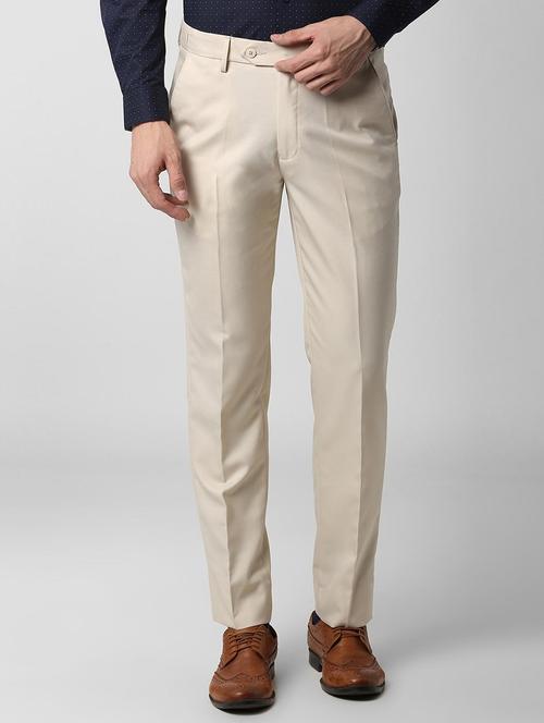 beige polyester blend formal trouser - 15981754 - Standard Image - 1