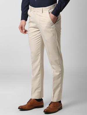 beige polyester blend formal trouser - 15981754 - Standard Image - 2