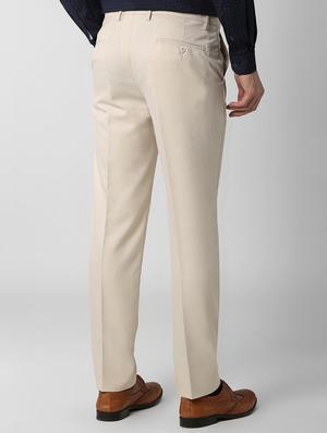 beige polyester blend formal trouser - 15981754 - Standard Image - 3