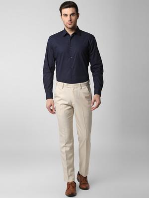 beige polyester blend formal trouser - 15981754 - Standard Image - 4