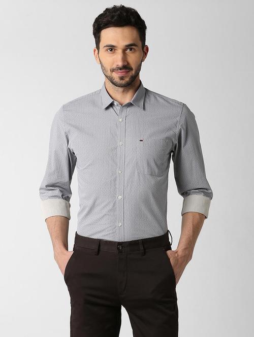 grey cotton formal shirt - 15982233 - Very Small Image - 1