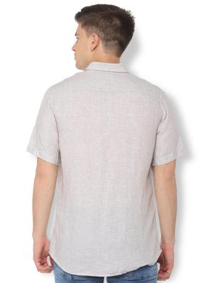 grey solid casual shirt - 15982284 - Standard Image - 2