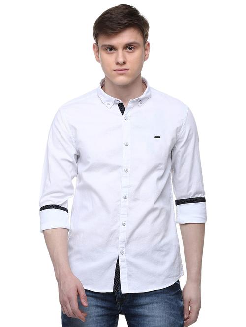 white solid casual shirt - 15982424 - Standard Image - 1