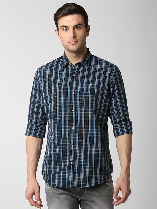 blue checkered casual shirt - 15982509 - Standard Image - 1
