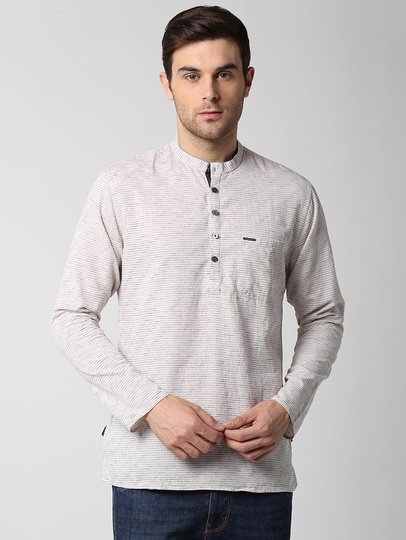 beige cotton short kurta - 15982657 - Zoom Image - 1