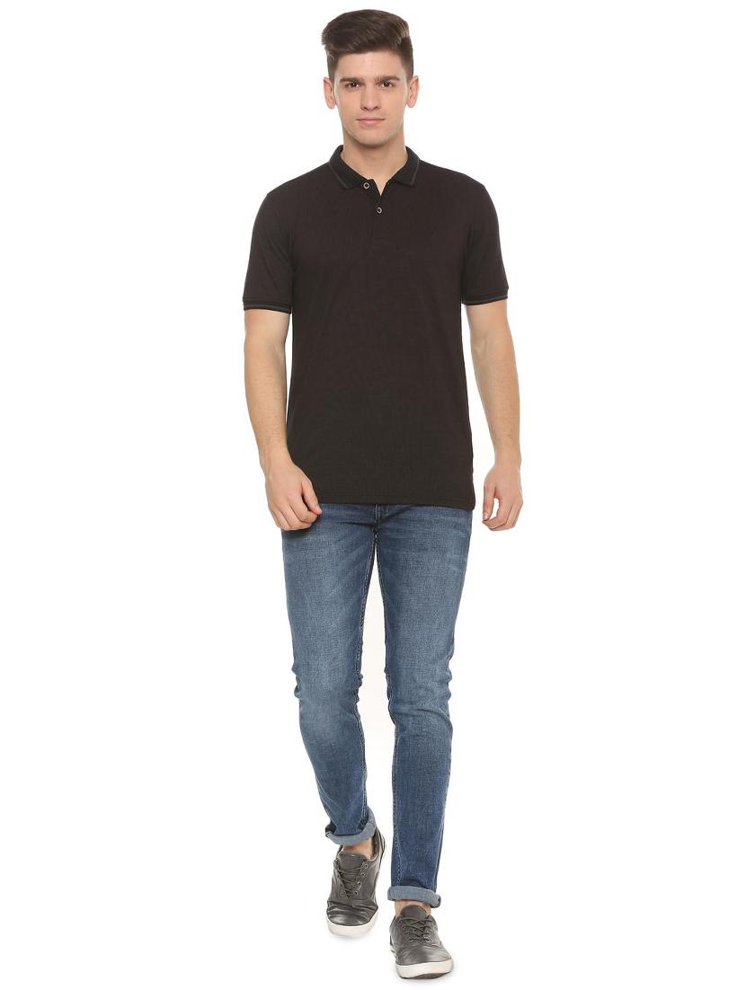 black cotton polo t-shirt - 15982860 - Zoom Image - 3