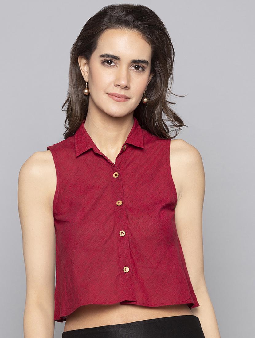 button up boxy crop top - 15983290 - Zoom Image - 1