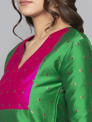 dobby silk blend straight kurta - 15983326 - Standard Image - 4