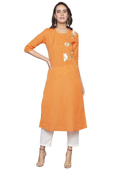 a-line embroidered kurta - 15983338 - Standard Image - 1
