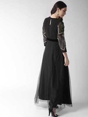 lace insert embroidered maxi dress - 15983342 - Standard Image - 3